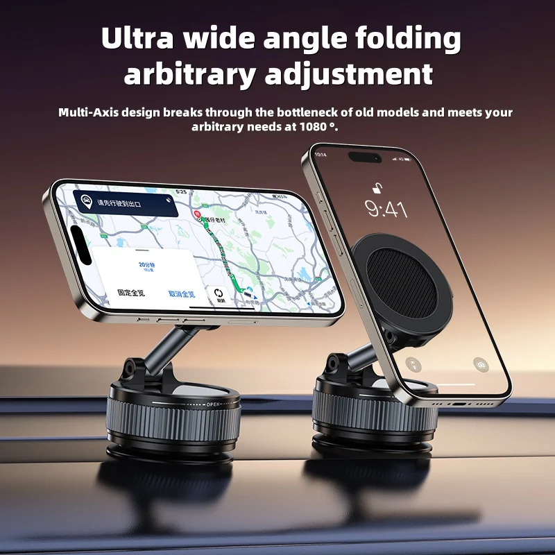 Vehicle Magnetic Holder Car Mount Vacuum Foldable Strong Suction Stand Cell Phone For iphone Live Streaming Universal Bracket