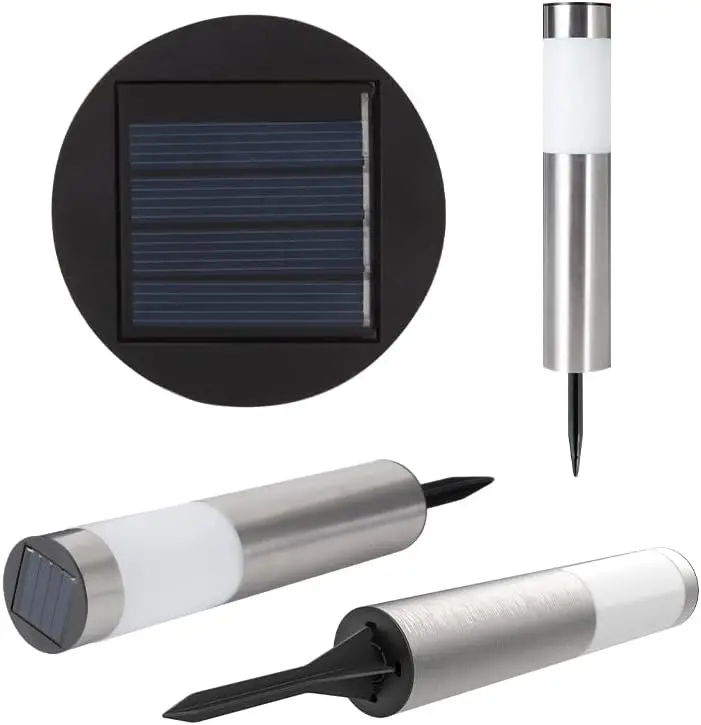 Solar Path Light 2 Pack LED Landscape Light Bollard Lights Outdoor IP44 Waterproof Warm Light for Garden Pathway Lawn