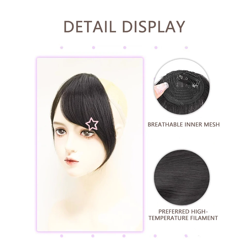 EAST Y2k Slanted Bangs Wig For Women Invisible And Traceless Head Curtain Bangs Patch Natural Forehead Fake Bangs Wig Patch