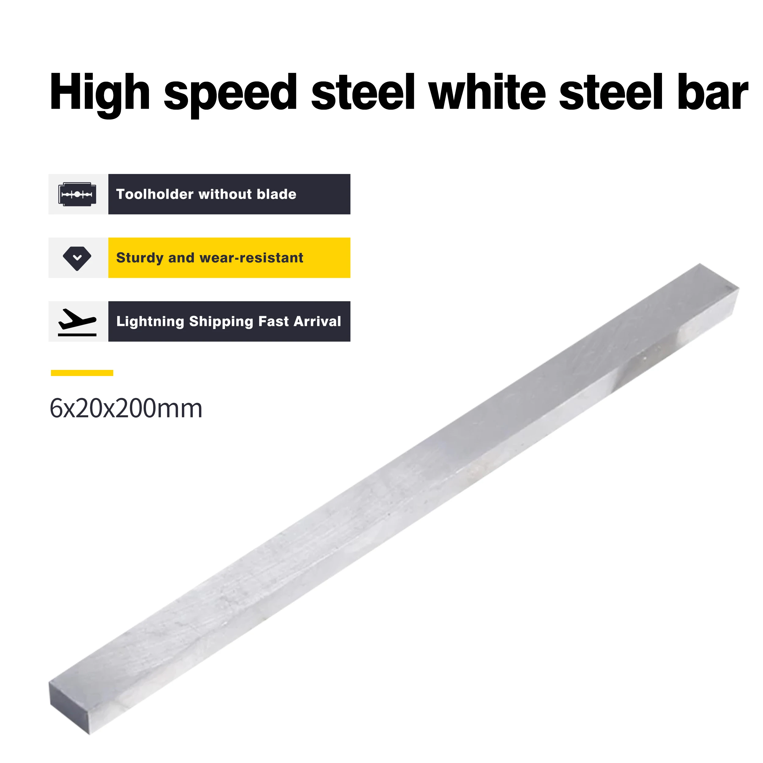 White Steel Bar 6x8x200 6x10x200 6x12x200 6x14x200 6x16x200 CNC Lathe Turning Tools Superhard High Speed Steel 6x18x200 6x20x200