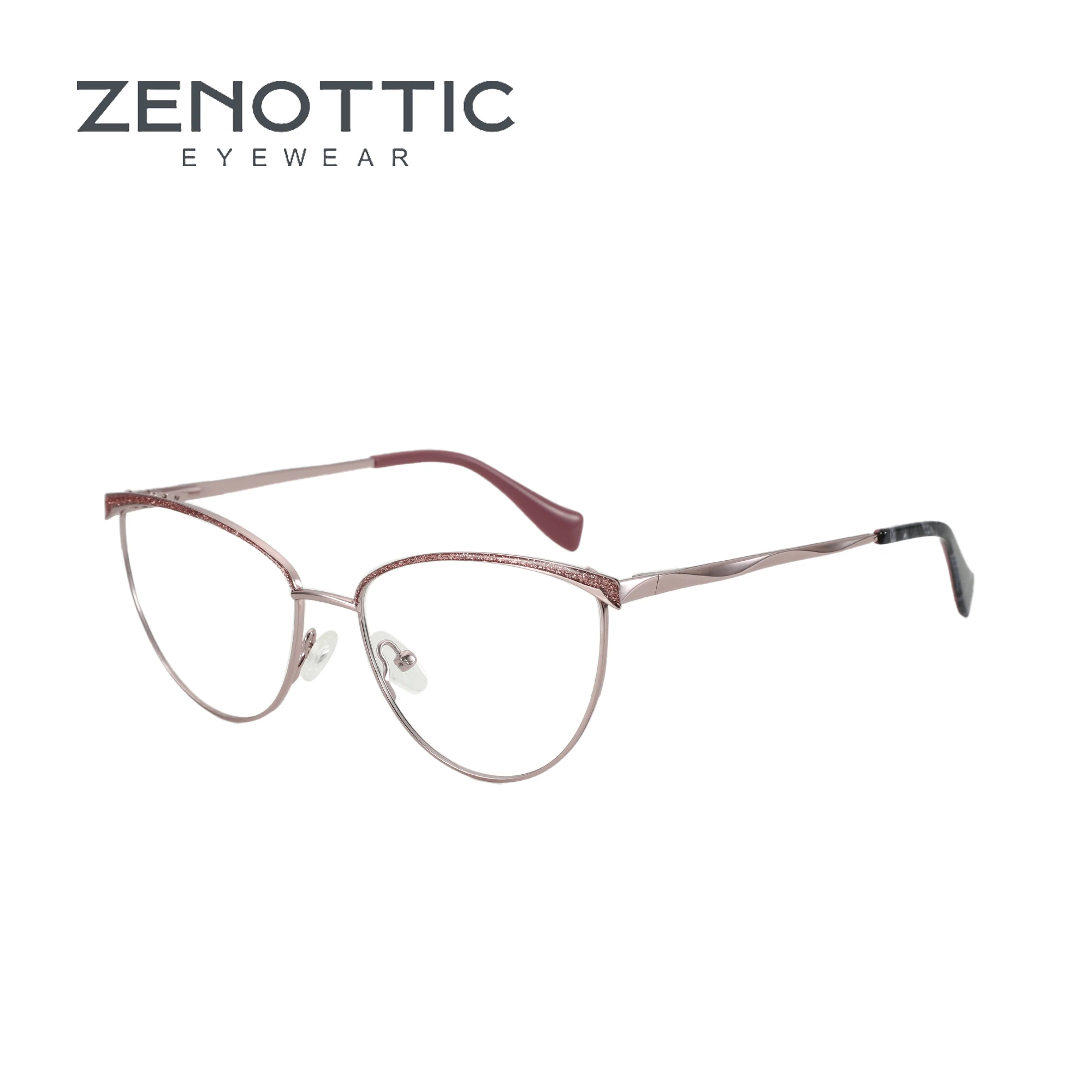 ZENOTTIC Retro Cat Eye Optical Glasses Frame Ladies Butterfly Eyewear Non-Prescription Metal Eyeglasses MG3766