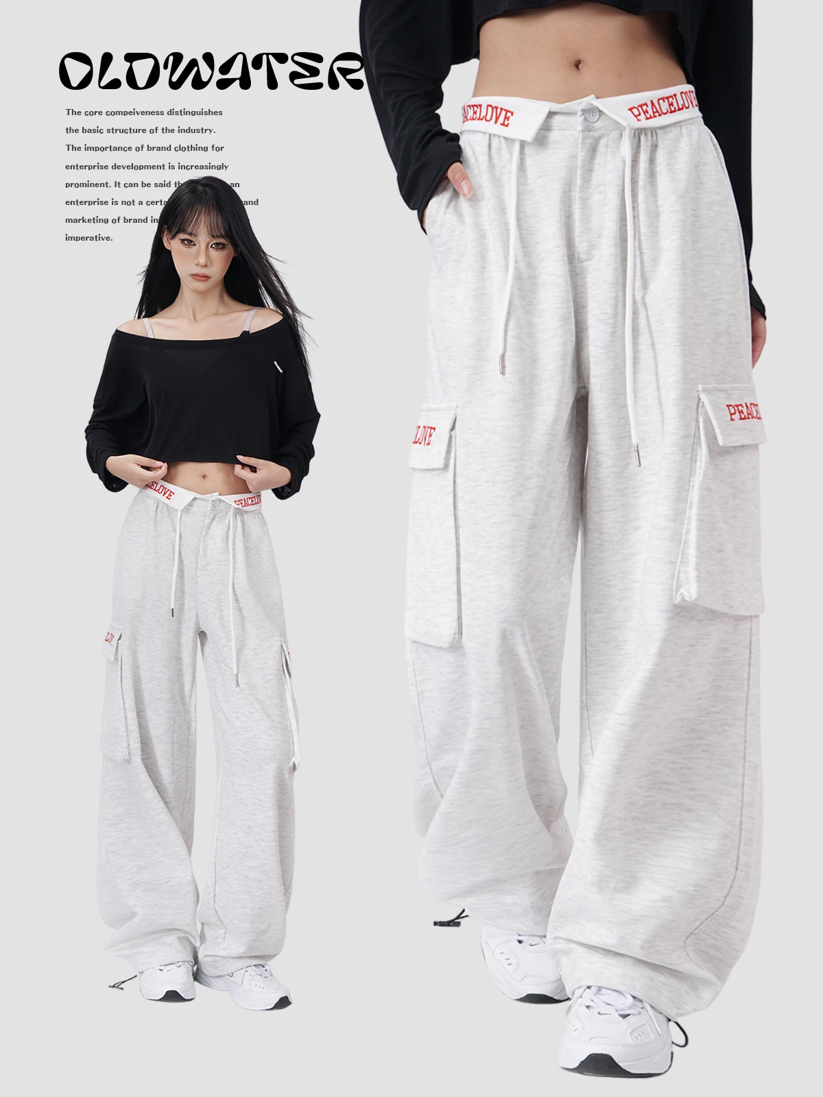 High Waist American Style Work Pants Hip Hop Dance Loose Wide Leg Pants 3D Pocket Street Style Casual Trousers for Women