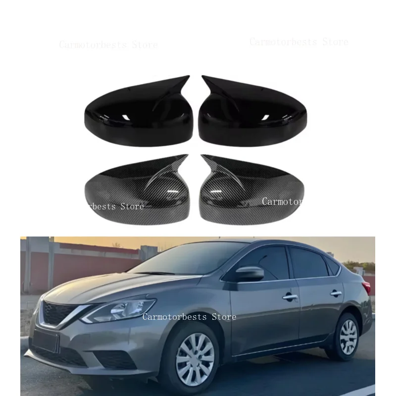 Car  Rearview Side Mirror Cover Fit For Nissan Sylphy 2006 2007 2008 2009 2010-2012  Wing Cap Rear View Case Trim Carbon Fiber