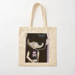 Music Blythe Doll Cotton  Canvas Bag Handbag Designer Women Ladies Foldable Tote Shopper Fabric Printed Casual Unisex Grocery