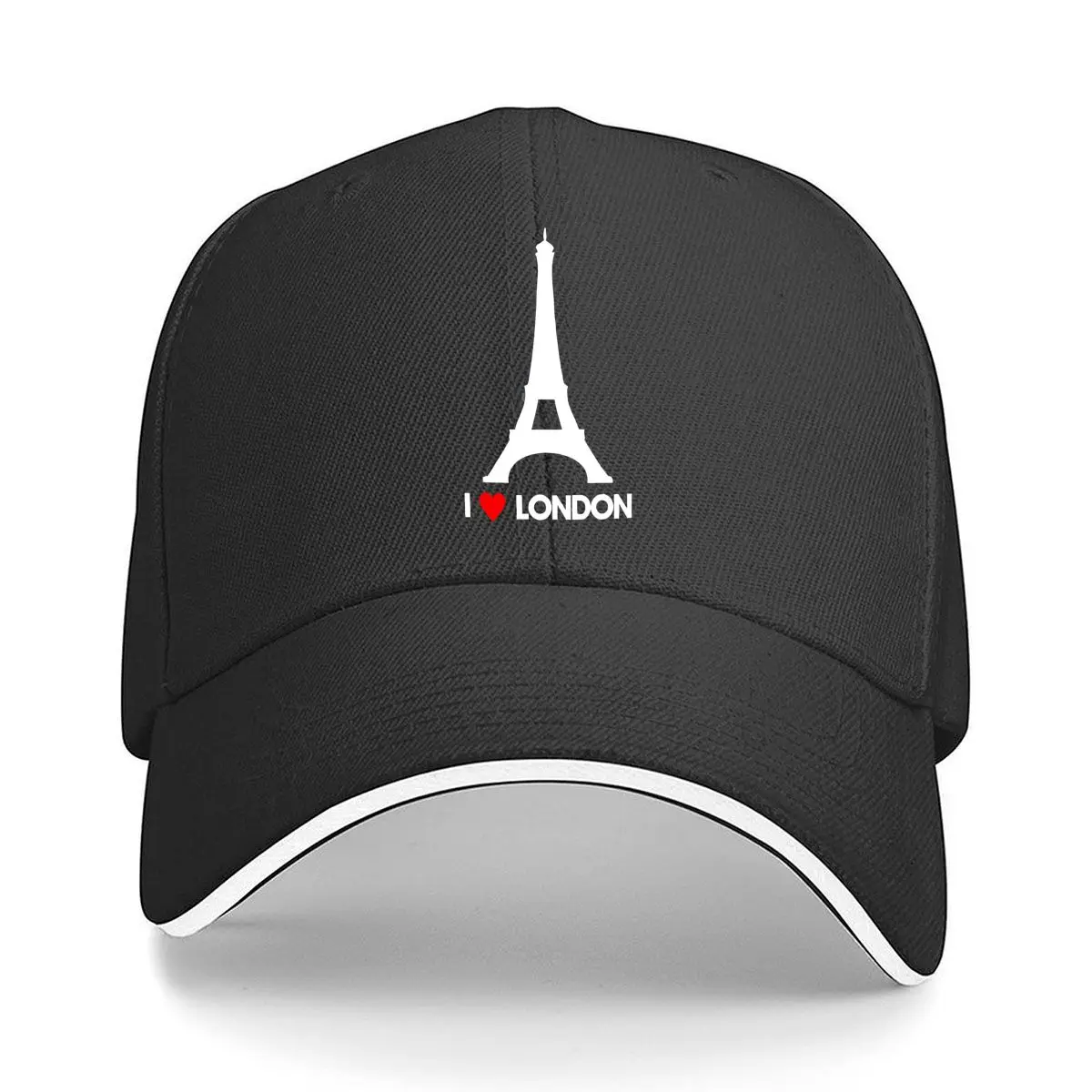 I Love London Eiffel Tower Graphic Sandwich Baseball Cap Outdoor