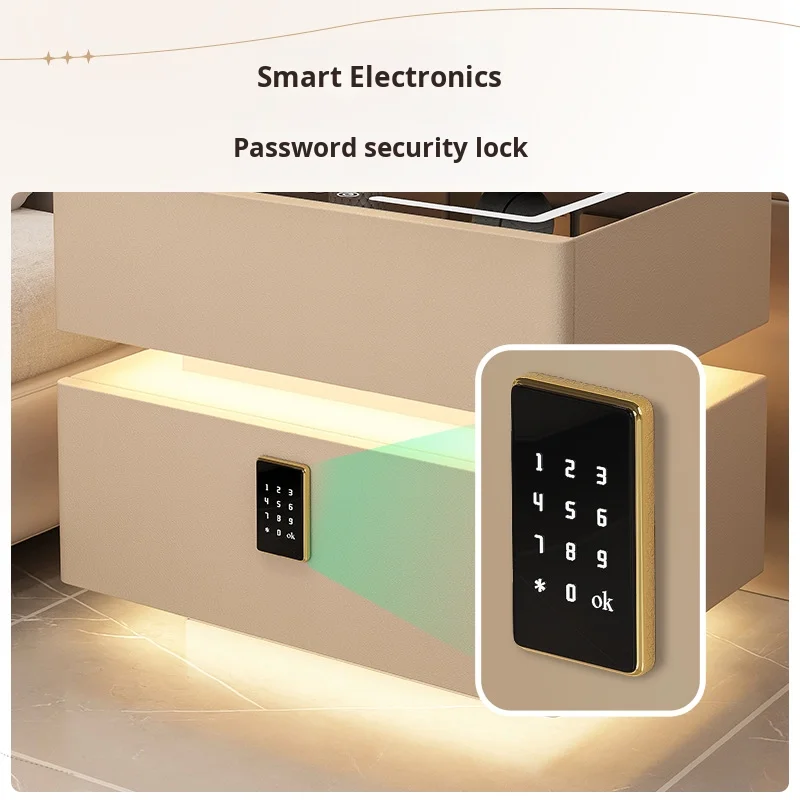 طاولة سرير ذكية حديثة مع درج تخزين شحن USB لاسلكي ومكبر صوت ذكي لأثاث غرفة النوم أو غرفة المعيشة