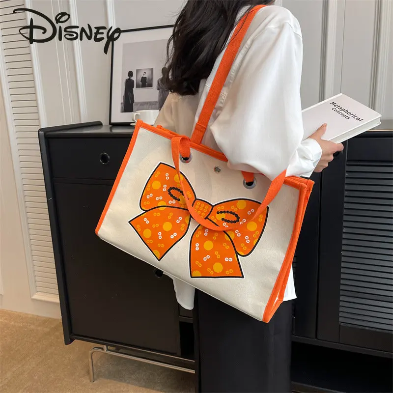 Disney Minnie New Handbag High Quality High Capacity Fashion Women's Bag Cartoon Leisure Shopping Environmental Protection Bag