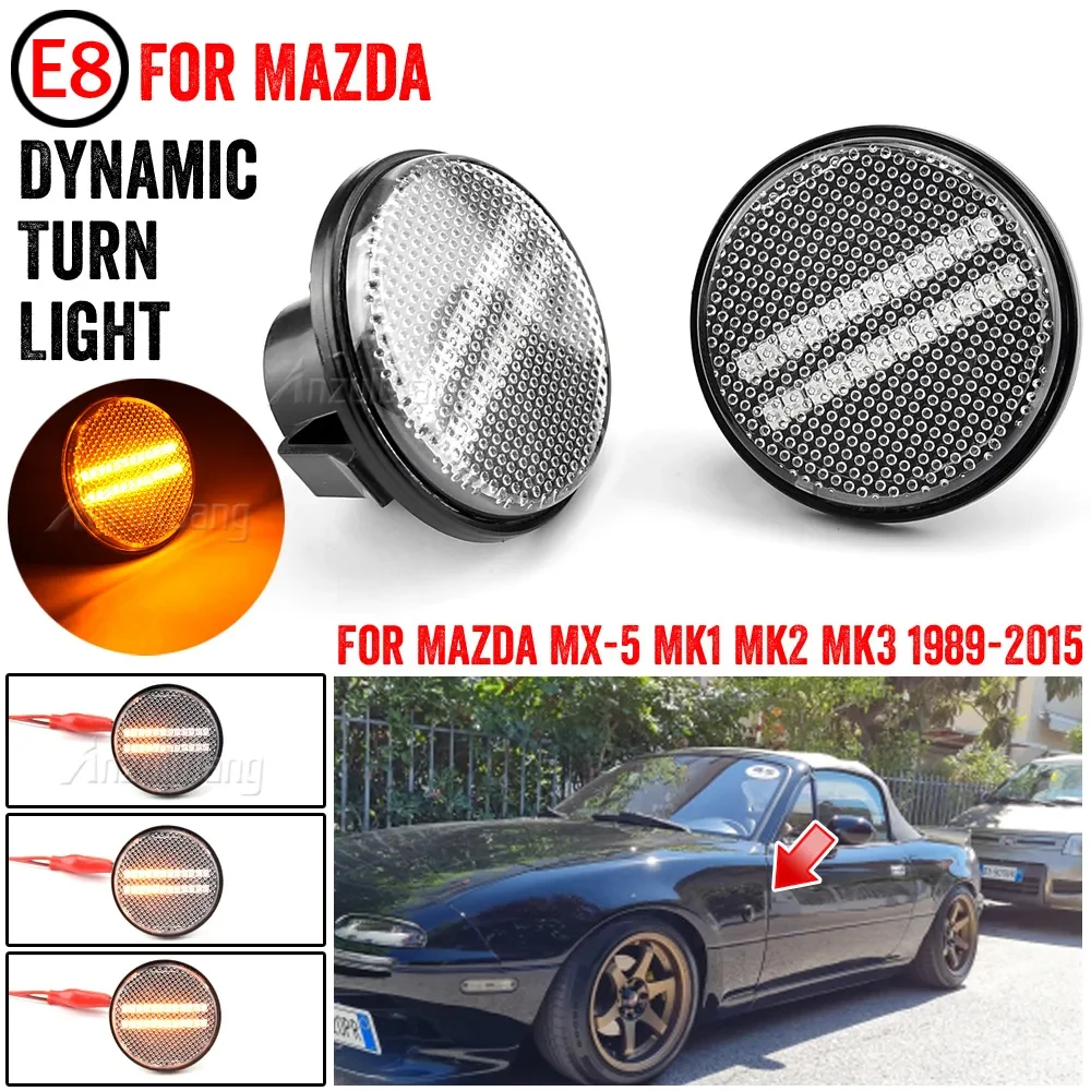 

2PCS High quality For Mazda MX-5 Mk1 Mk2 Mk3 1989-2015 LED Side Marker Lamp Turn Signal Dynamic Lights