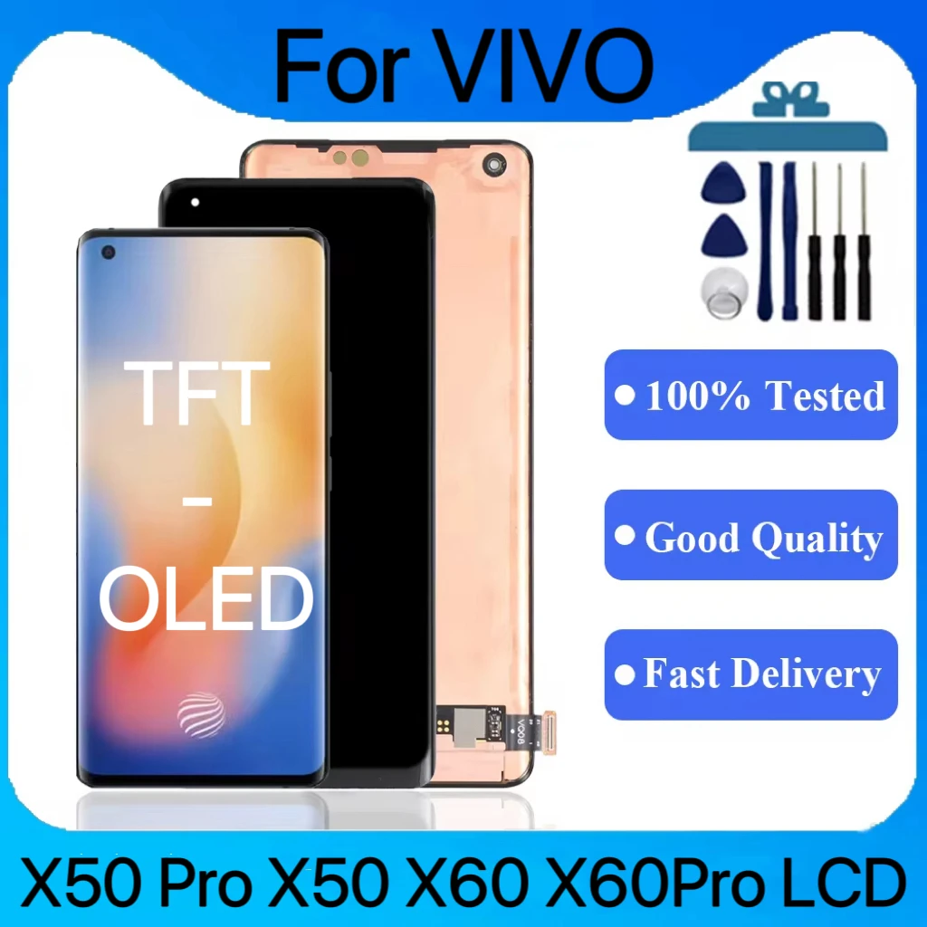 

6.56"NEW TFT&OLED For Vivo X50Pro X50 X60 LCD Screen Touch Digitizer Assembly Replacement X60Pro Display Repair Parts 100%Tested