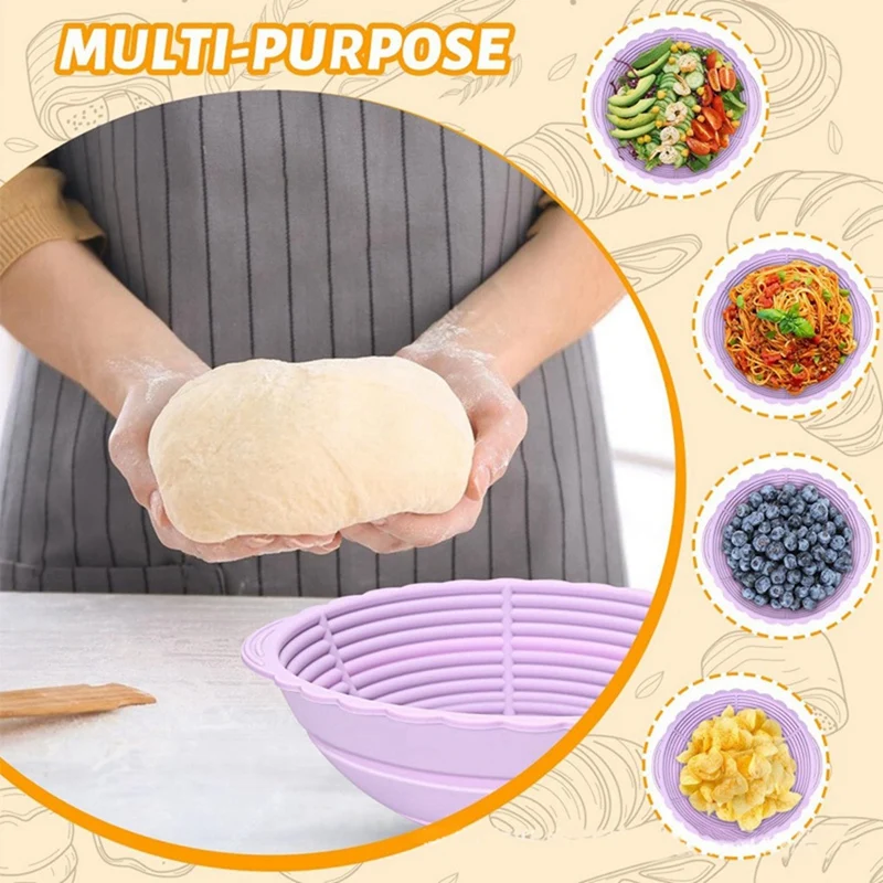 Bread Proofing Basket,Silicone Round Bread Foldable Sourdough Baking Basket Waterproof Proofing Bowls