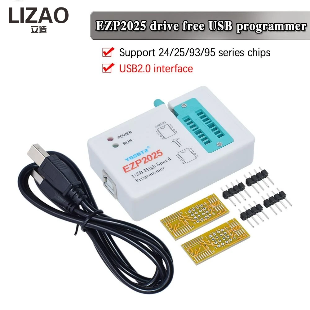 EZP2025 Driver-Free USB Programmer, Supports 24/25/93/95 Series Chips with Auto Recognition for BIOS/EEPROM Burning