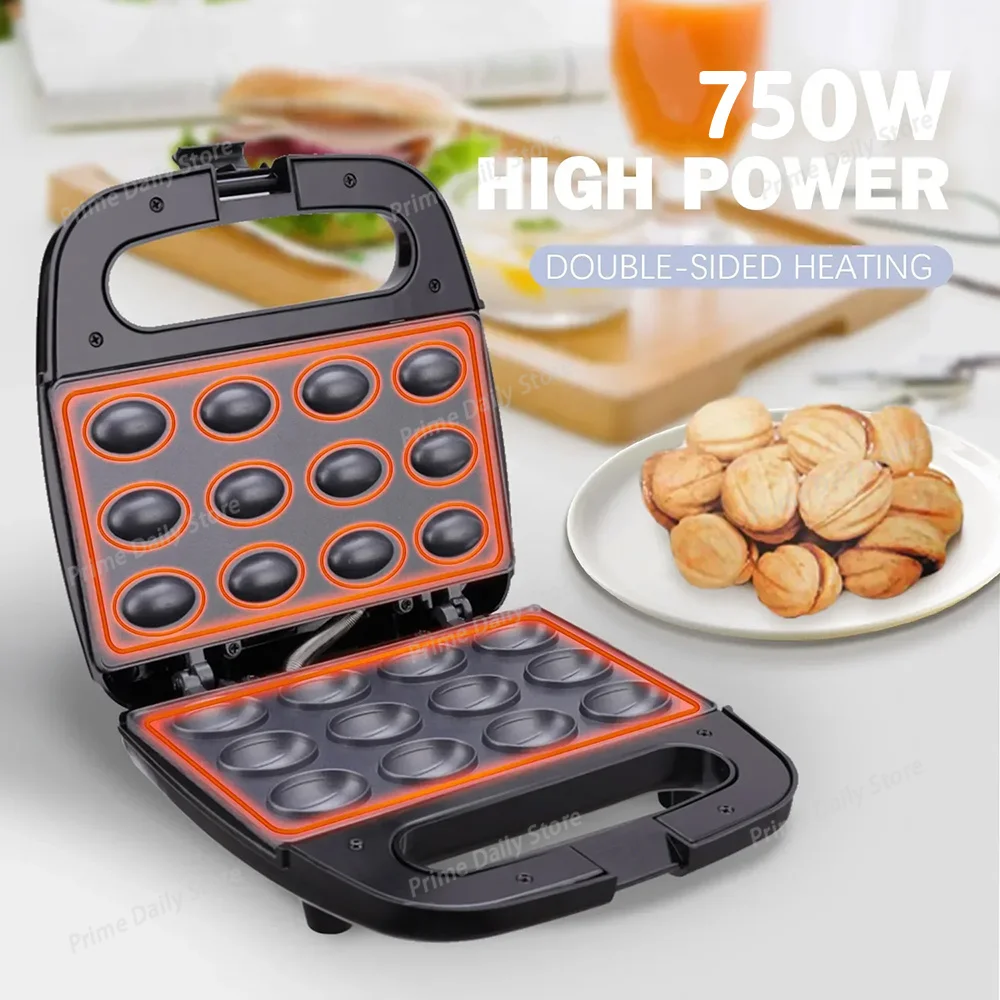 Walnut Cookie Maker 12 Holes Household Mini Nut Roaster, Electric nut Baking Machine for Peanuts, Hazelnuts & Pine Nuts