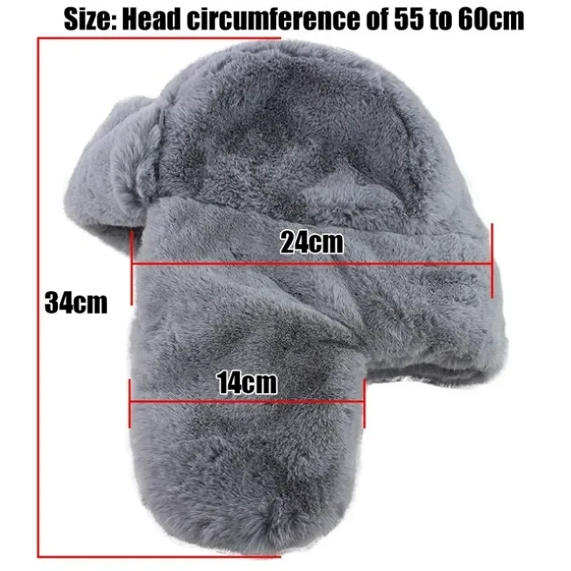 Men Women Soviet Badge Russian Ushanka Pilot Bomber Hat Mens Faux Fur Army Military Winter Trapper Earflap Snow Caps