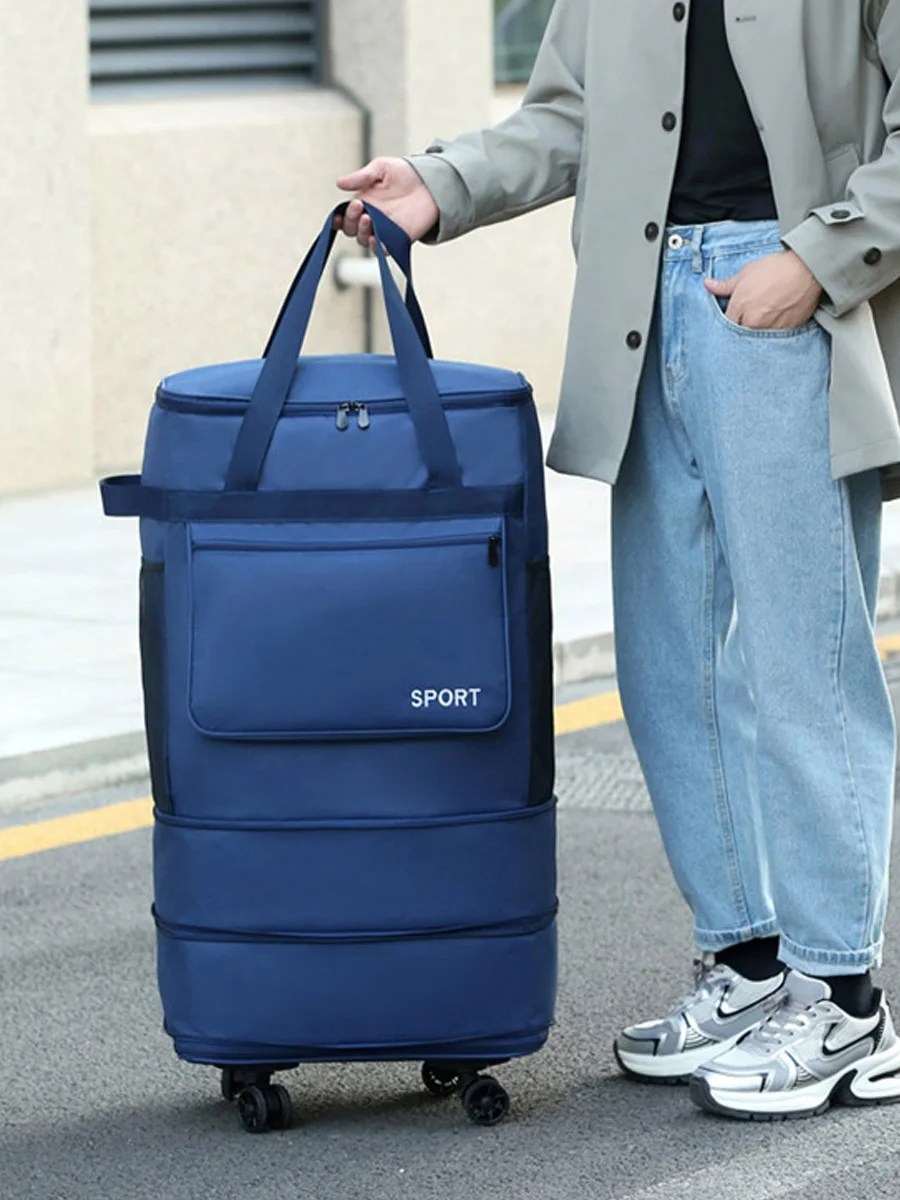 Grande capaci saco de viagem portátil saco de movimento feminino sle faion tendência material de pano de boi sem roda de rolamento lage