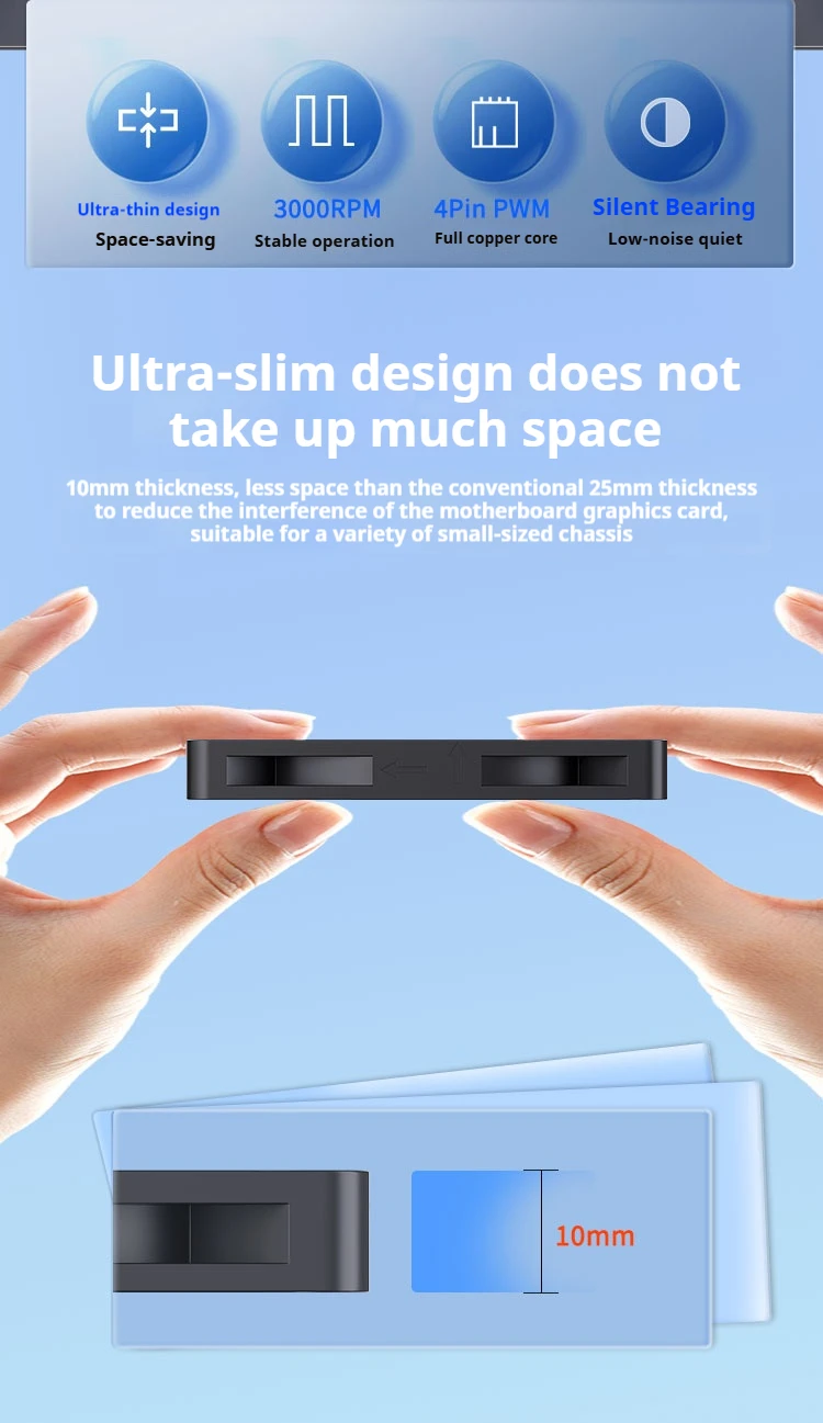 TEUCER UT-8010Гідравлический подшипник Бесшумный тонкий вентилятор ШИМ 4-контактный вентилятор охлаждения процессора компьютера