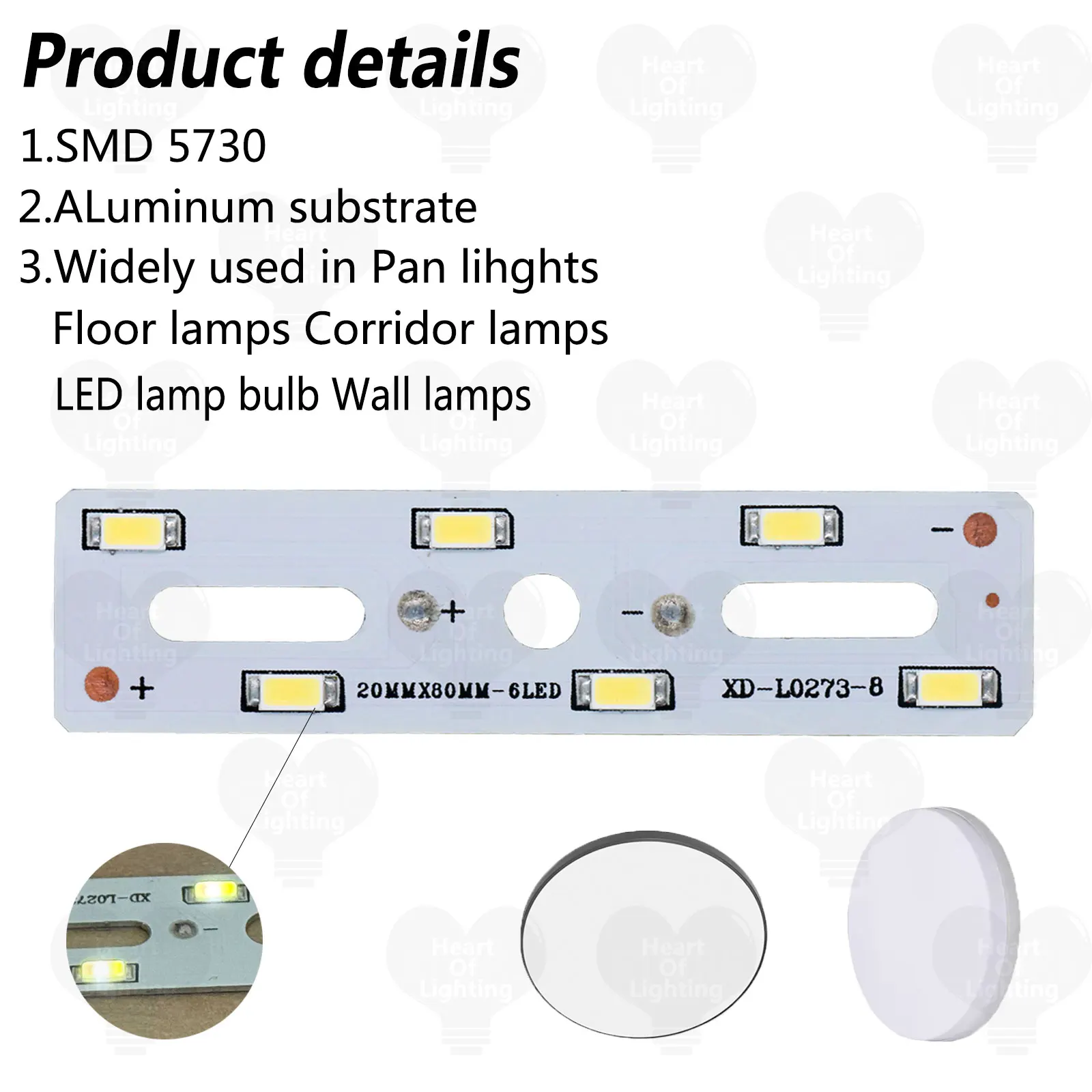 LED-Lampenperle aus Aluminium, SMD5730, 3 W, DC9–9,6 V, 250 mA, LED-Warmlicht und kaltweißes Licht, geeignet für Taschenlampen, Strahler, Paneele – Detail 3