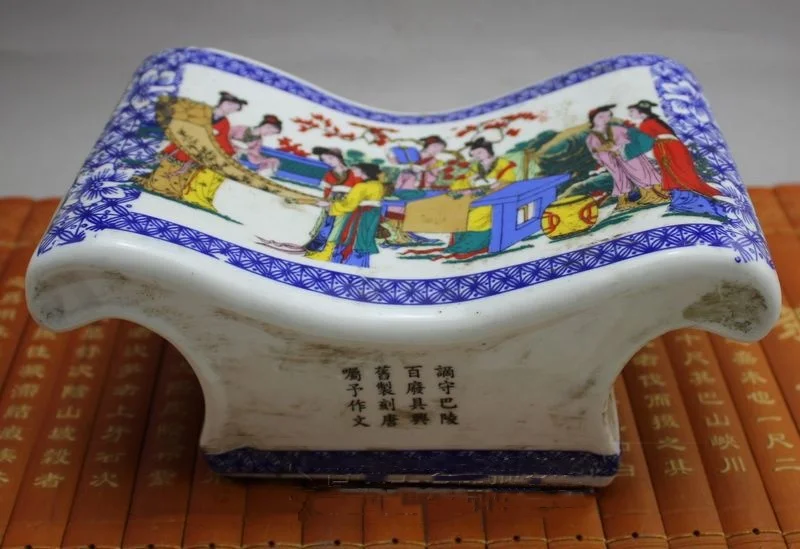 Chinese collection vintage antique porcelain hand-painted ladies' porcelain pillows hand pillows handicrafts ornaments