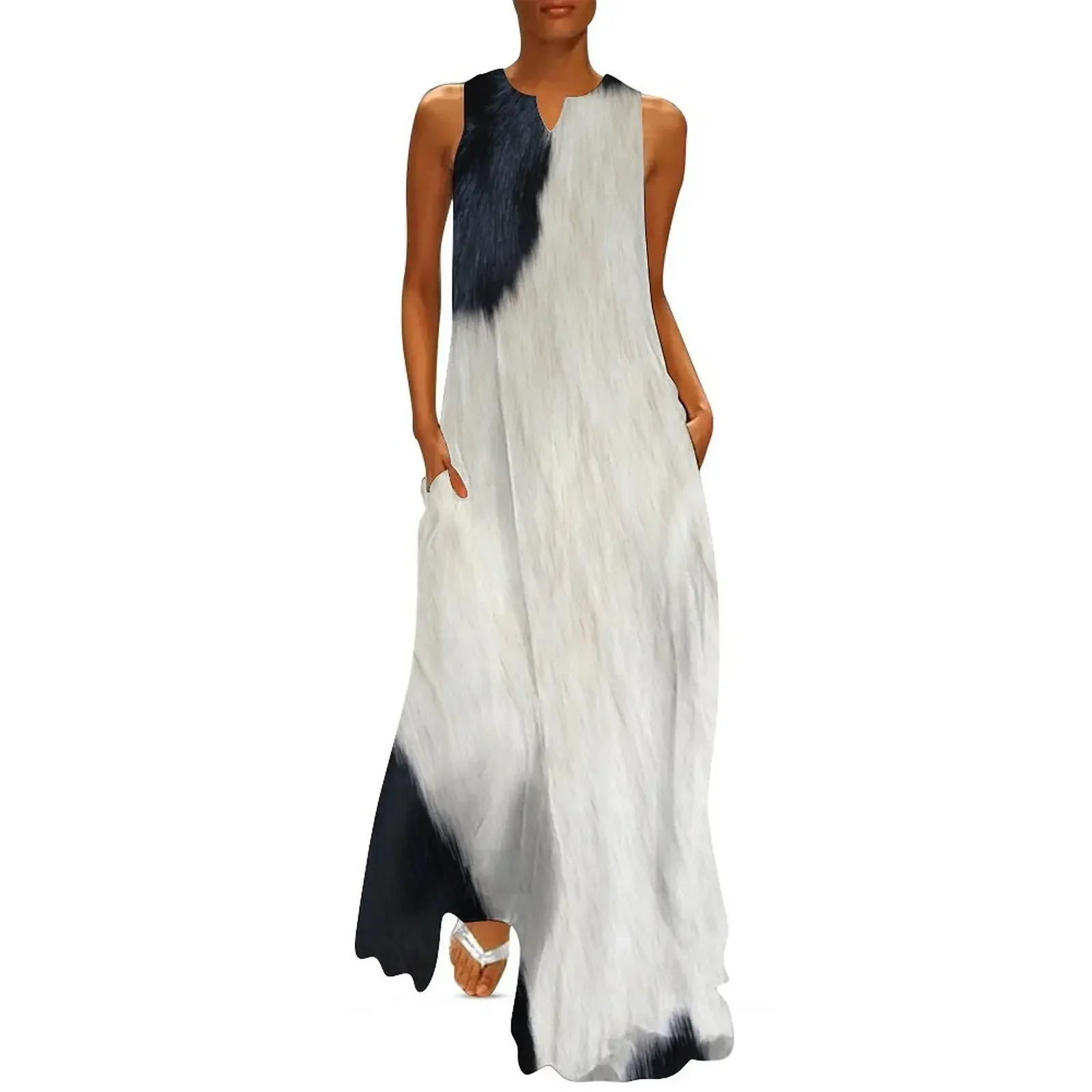 

Faux Cowhide Black and white Long Dress Dresses for wedding party evening dresses women birthday dress for women Dress