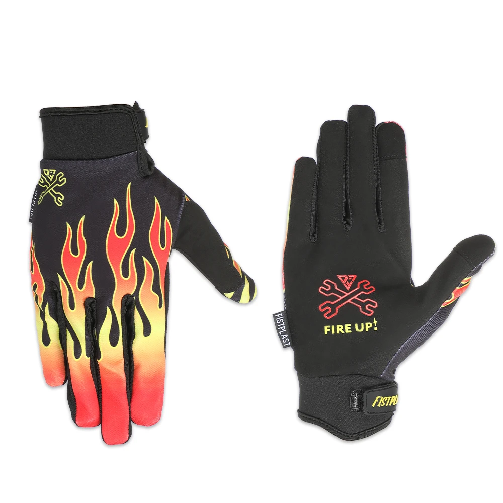 1 Double touch screen riding outdoor Rainbow Flame Bocelia style patterned dirt bike side long finger gloves