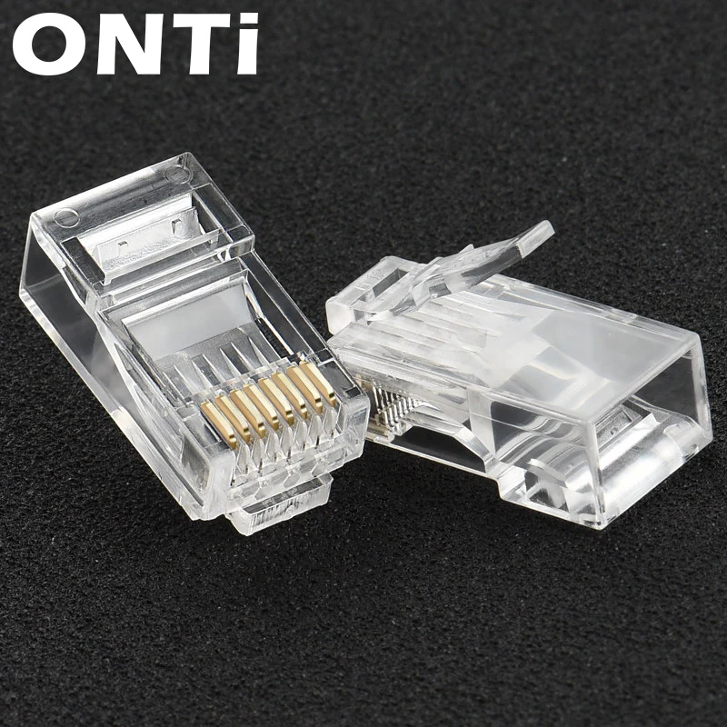RJ45 CAT6 موصل 8P8C وحدات محول القابس إيثرنت كابل رئيس 1Gbps جيجابت شبكة تجعيد كريستال UTP 10/50 قطعة أوماي