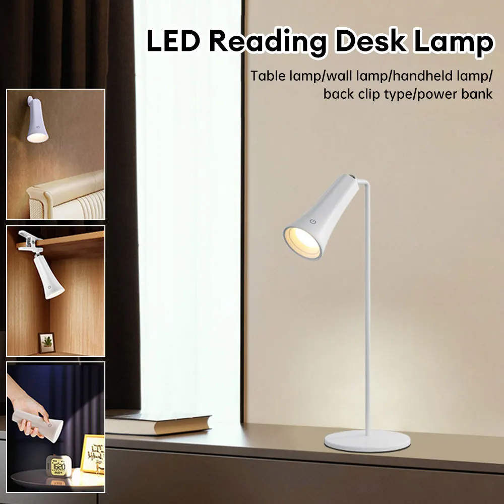 

LED Desk Lamp Cordless 360 Degrees Rotation Table Lamp 3 Color Dimmable Eye-Caring Wall Touch Reading Light for Office Home