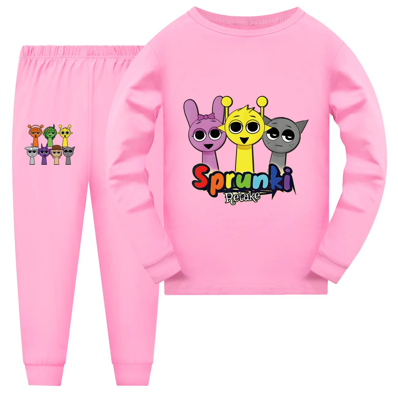 Boys Girls Long Sleeve Pajamas Sets Sprunki Pyjamas Suits Children's Incredibox Sleepwear Teenager Homewear Pijamas