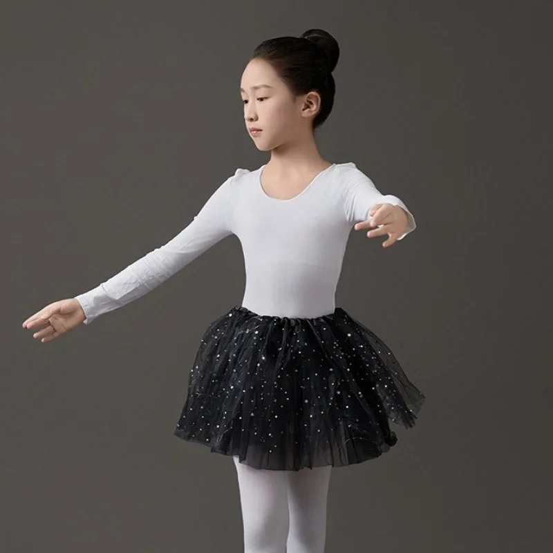 1 Piece Kids Girls Tutu Skirt with Sequins Simplicity Fashion Puffy Ballet Dance Skirts Soft Mesh Costume Stage Performances