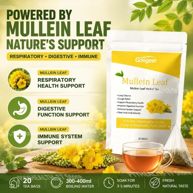 Googeer Mullein Leaf Herbal Tea Pure Natural Herbal Tea Caffeine Free Daily Wellness  for Men Women 20 Tea Bags