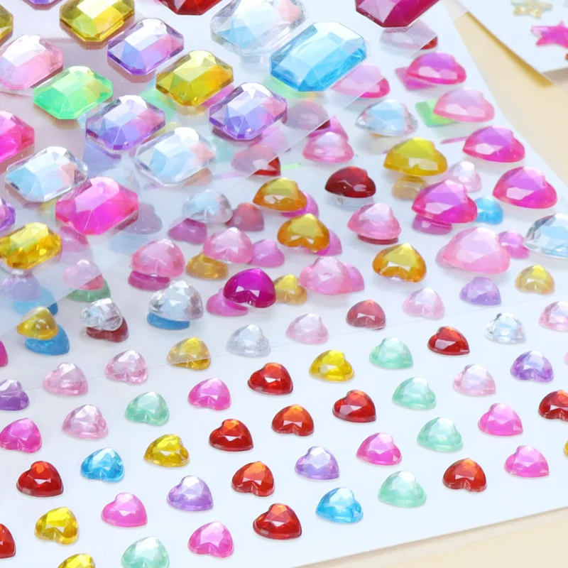 Muticolor Self Adhesive Gems Stickers for Crafts  Rhinestones Assorted Shapes Jewels Rhinestones Stickers Girls Kids Gifts