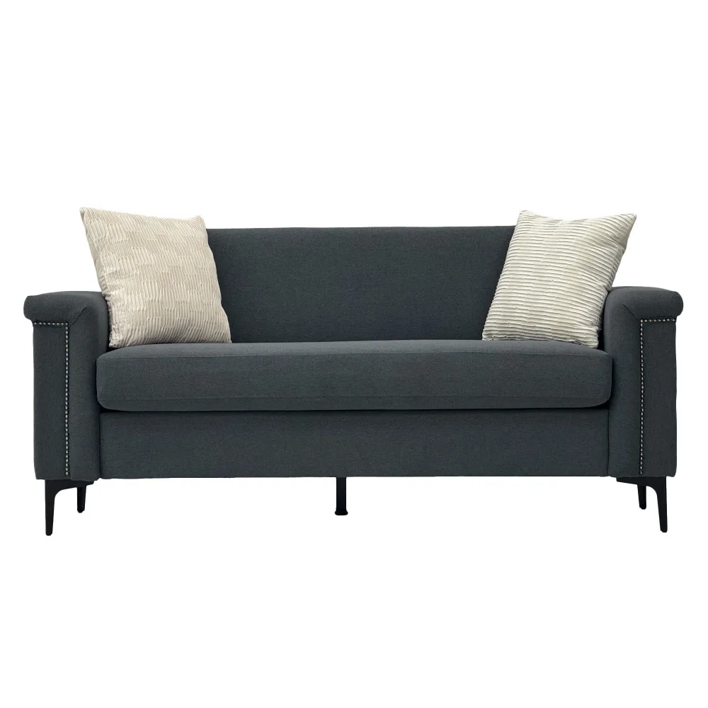 PINGGO 2-Sitzer-Sofa im nordischen Stil, feiner Leinenstoff, Massivholzrahmen, stabile Eisenbeine, 174 x 72 x 82 cm, Wohnzimmermöbel – Detail 17