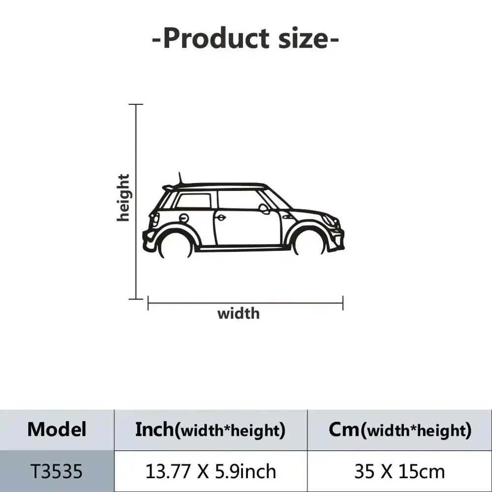 Metal Mini Cooper Silhouette Wall Art, Durable Hanging Ornament & Stylish Home Garage Decor