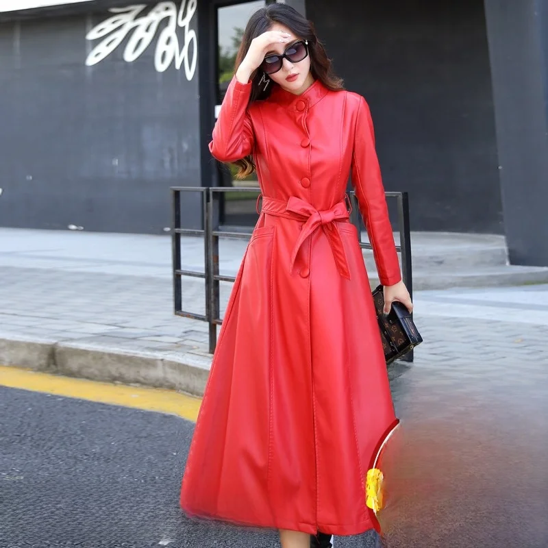 Nuovo Cappotto in Vera Pelle da Donna Sle Haifeng Autunno Inverno, Versione Coreana Slim Fit, Lunghezza Media, Antivento