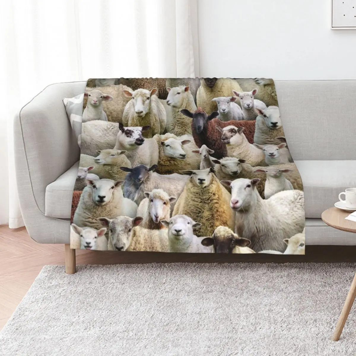 sheep image Throw Blanket for winter cosplay anime Decorative Sofa For Decorative Sofa Fashion Sofas Sofa Blankets