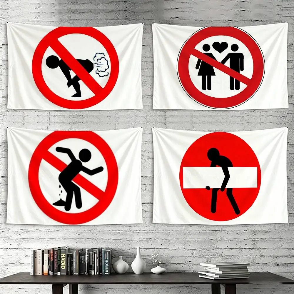 

Funny prohibition signs Flags Wall Hanging Tapestry Outdoor Garage Room Decorative flag Background Blanket