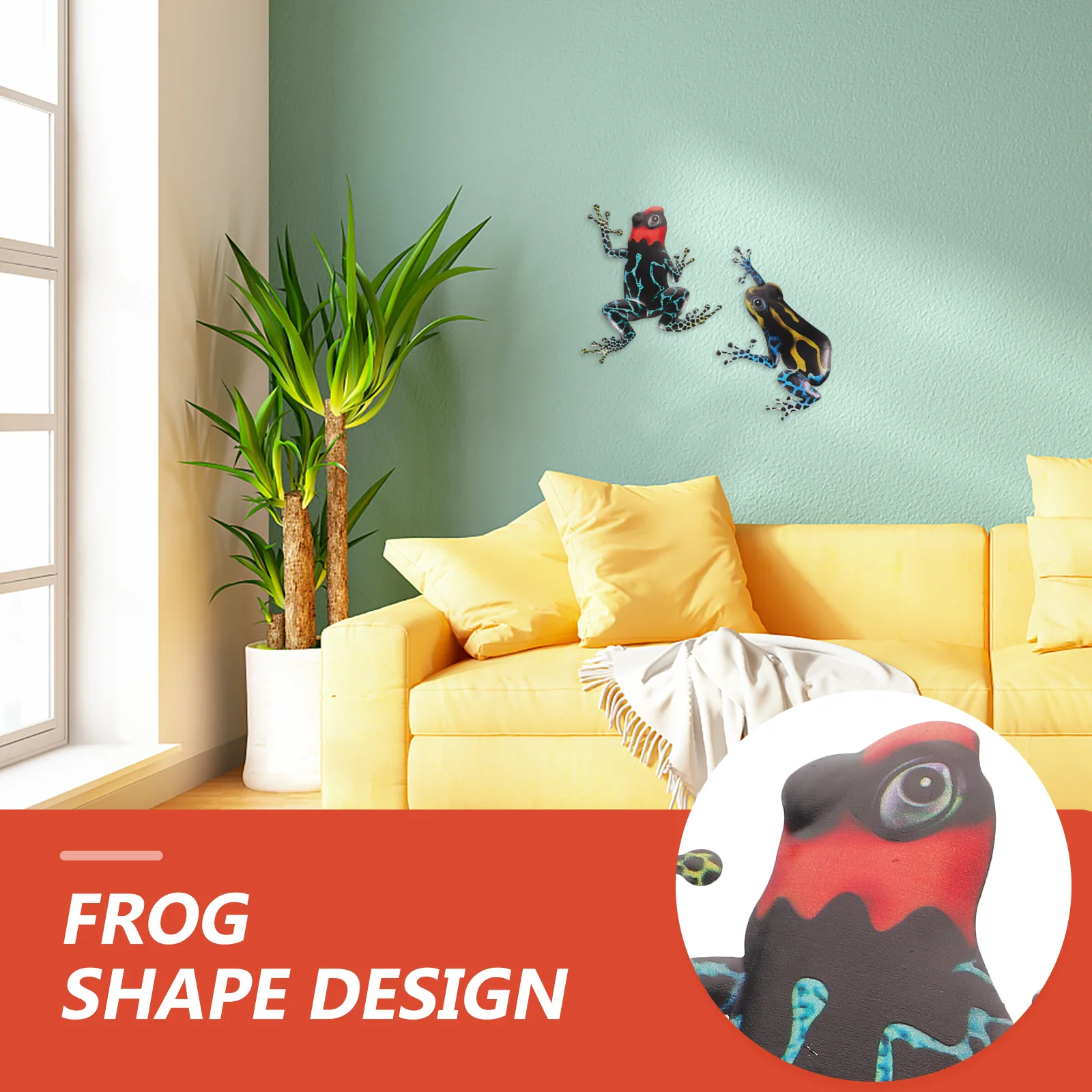

2Pcs Wall Mounted Frog Decor Iron Art Craft Home Living Room Pendant Bright Inspired Decorative Ornament for Bar