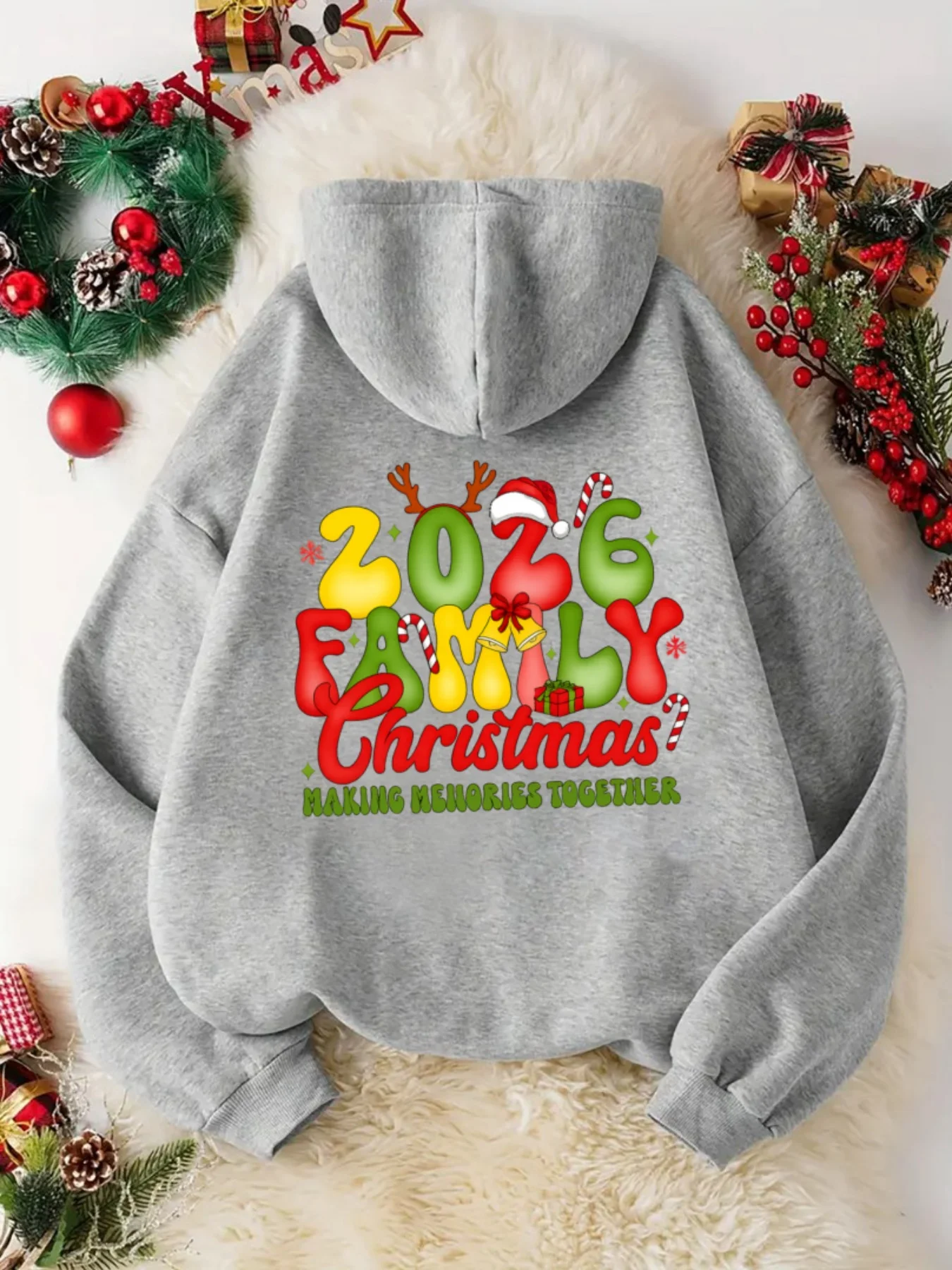 المرأة 2026 عيد الميلاد الجرافيك مقنعين البلوز هوديي غير رسمي للنساء ليلة رأس السنة الجديدة حفلة البلوز Y2k ملابس امرأة