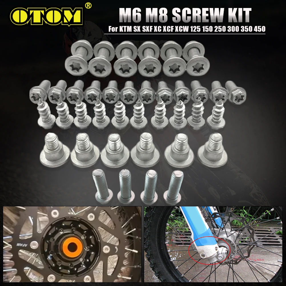 For KTM Motorcycle M6 M8 Bolt Kit Rear Chain Sprocket Brake Disc Fork Guard Cover Lowering Shoe Self-tapping Screw SX SXF XC XCF