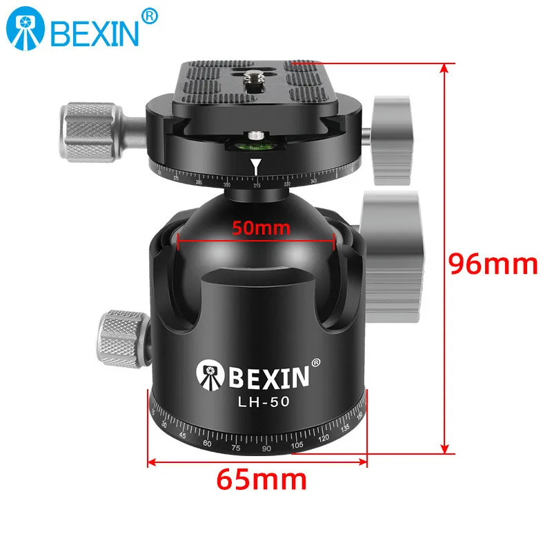 BEXIN LH-50 Tripod Ball Head Low Center of Gravity Dual Panoramic Damping Camera Photography Head 360 Universal Rotation