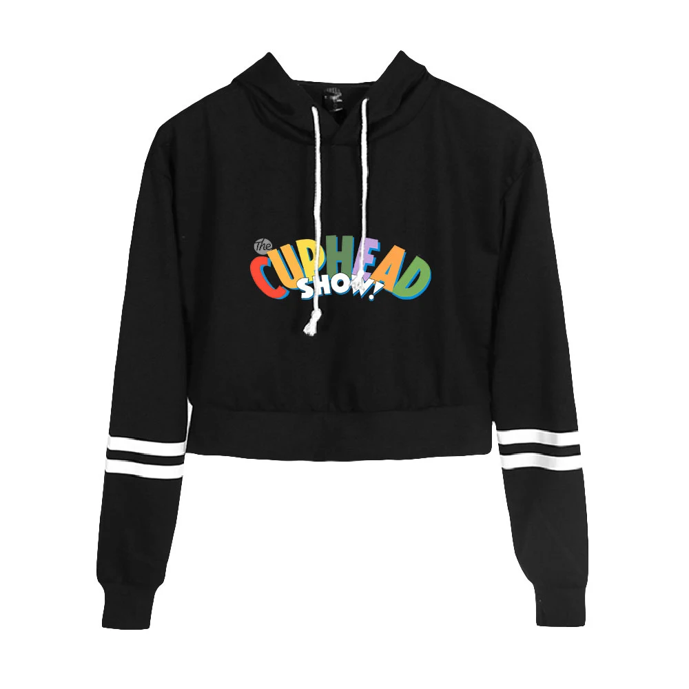 

The Cuphead Show Cropped Hoodies Women Long Sleeve Hooded Sweatshirt Female Fashion Casual Crop Top