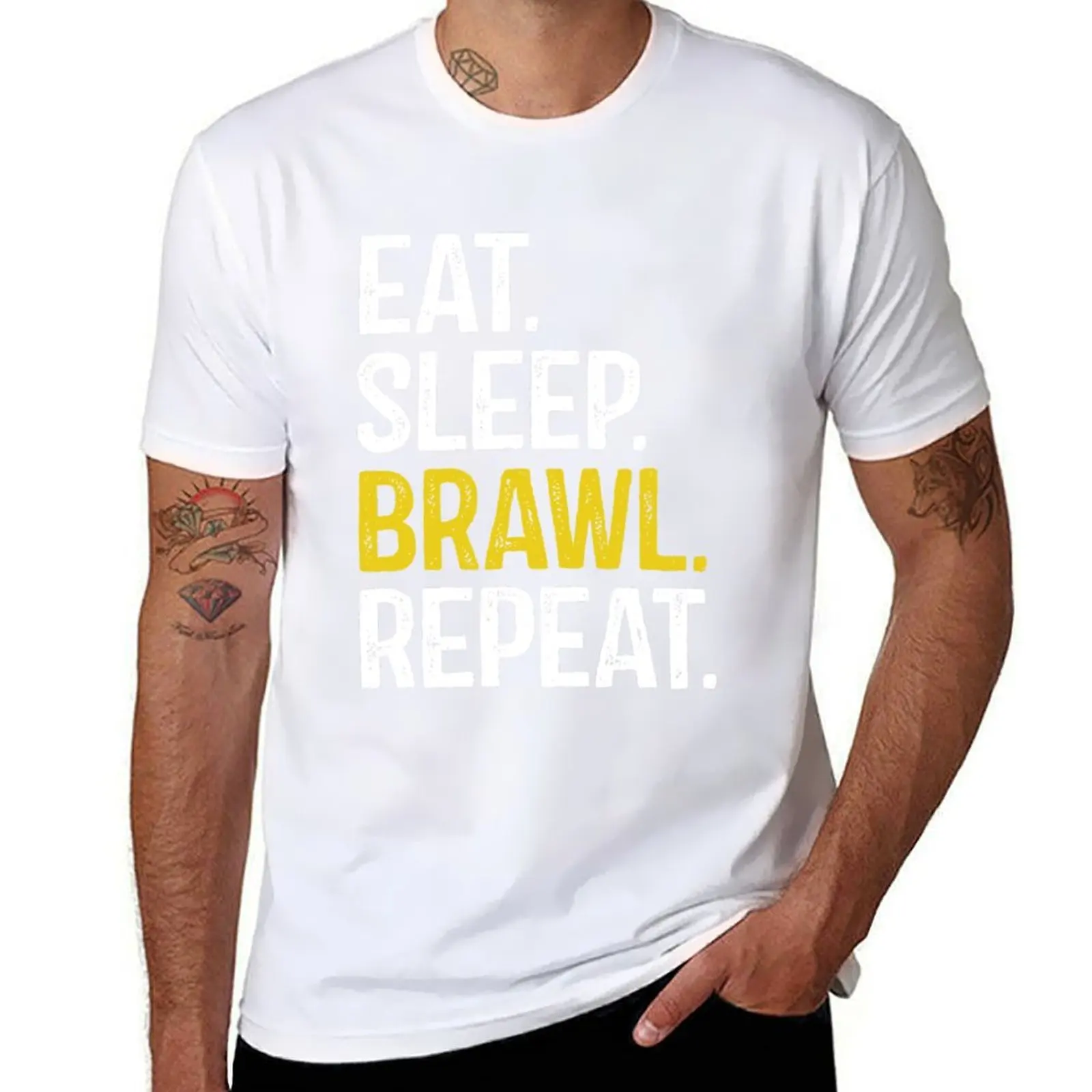 

Eat Sleep Brawl Repeat T-Shirt Basic Solid Color Short Sleeve T-Shirt