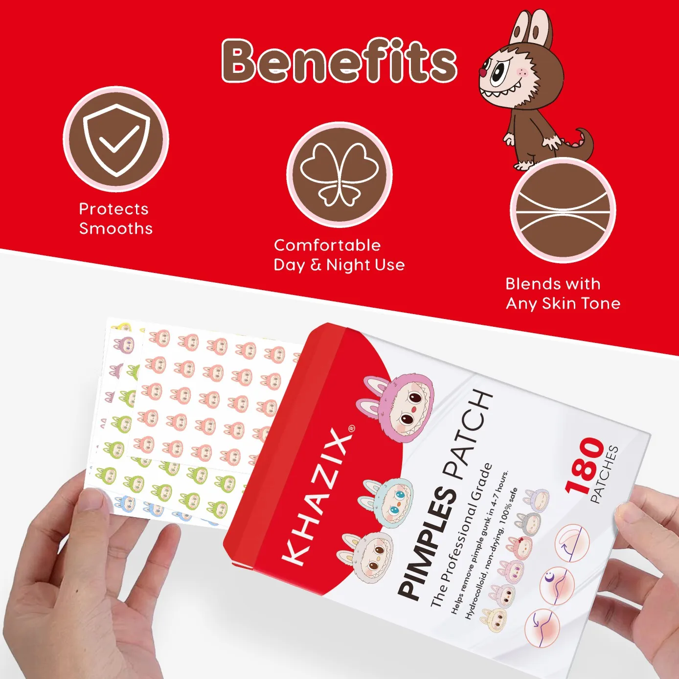 180 رقع حب الشباب الكرتونية، رقع حب الشباب للوجه، رقع حب الشباب تغطي علامات حب الشباب والعيوب المخفية