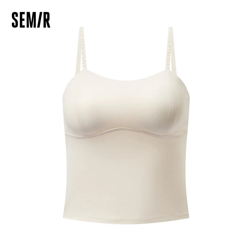 Semir Vest Women Integrated With Built-In Bra Strappy Underwear Solid Color Versatile Base Layer Inner Wear Slimming