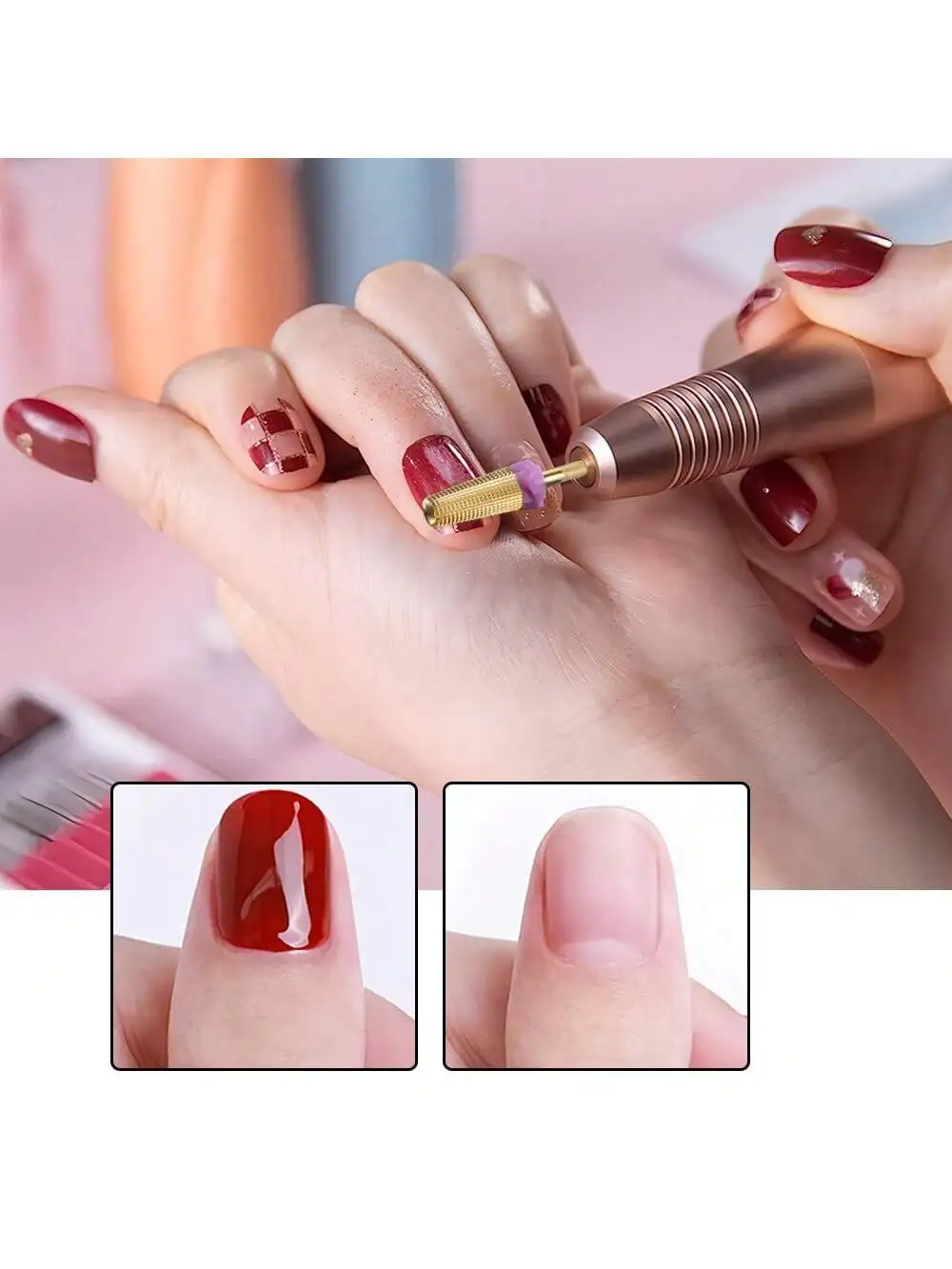 3 in 1 Tungsten Steel Multi-Functional Carbide Nail Milling Bits, 2.35mm Shank, for Long-Term Gel Removal, Unfragranced - Detail 1