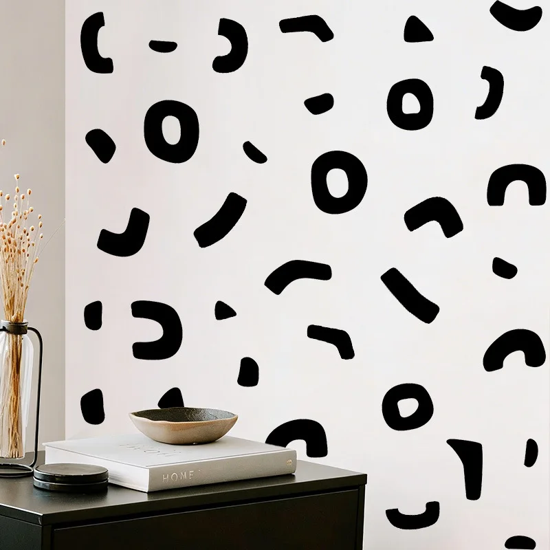 Black Geometric Wall Decals for Children's Rooms and Bedrooms: Polka Dot Self-Adhesive PVC Stickers for Kindergarten Wall Decor
