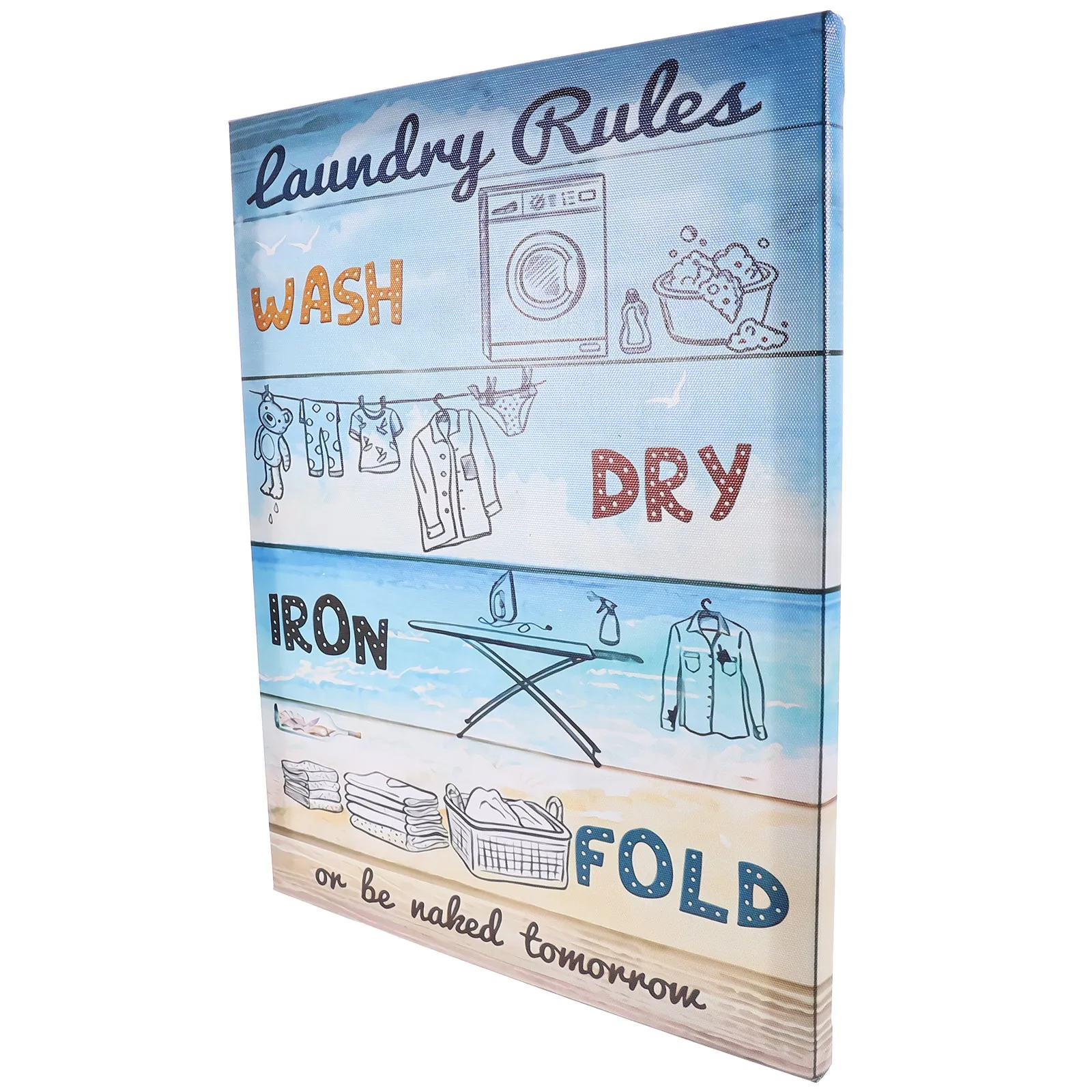 Laundry Rules Canvas Wall Art for Laundry Room Decor Rustic Wood Frame Wall Decor Canvas Painting Home Interior Art Gift Idea