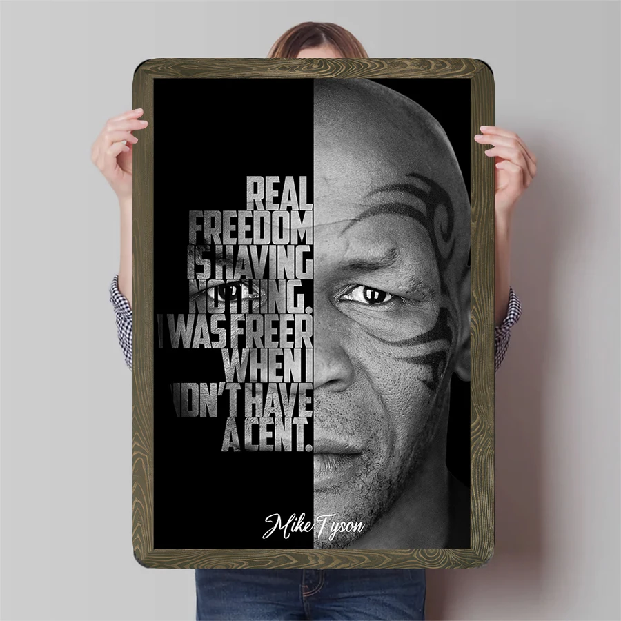 Mike Tyson Quote Metal Wall Art Real Freedom Inspirational Boxing Decor for Home Gym Office Man Cave