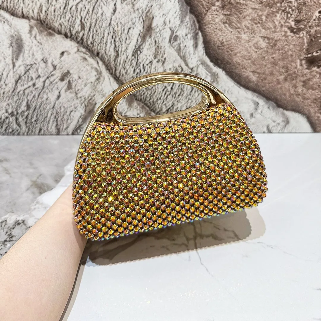 Ladies' Dinner Bag Light Luxury High-End Double-Sided Full Diamond Messenger Bag Versatile (Single Not Sold)