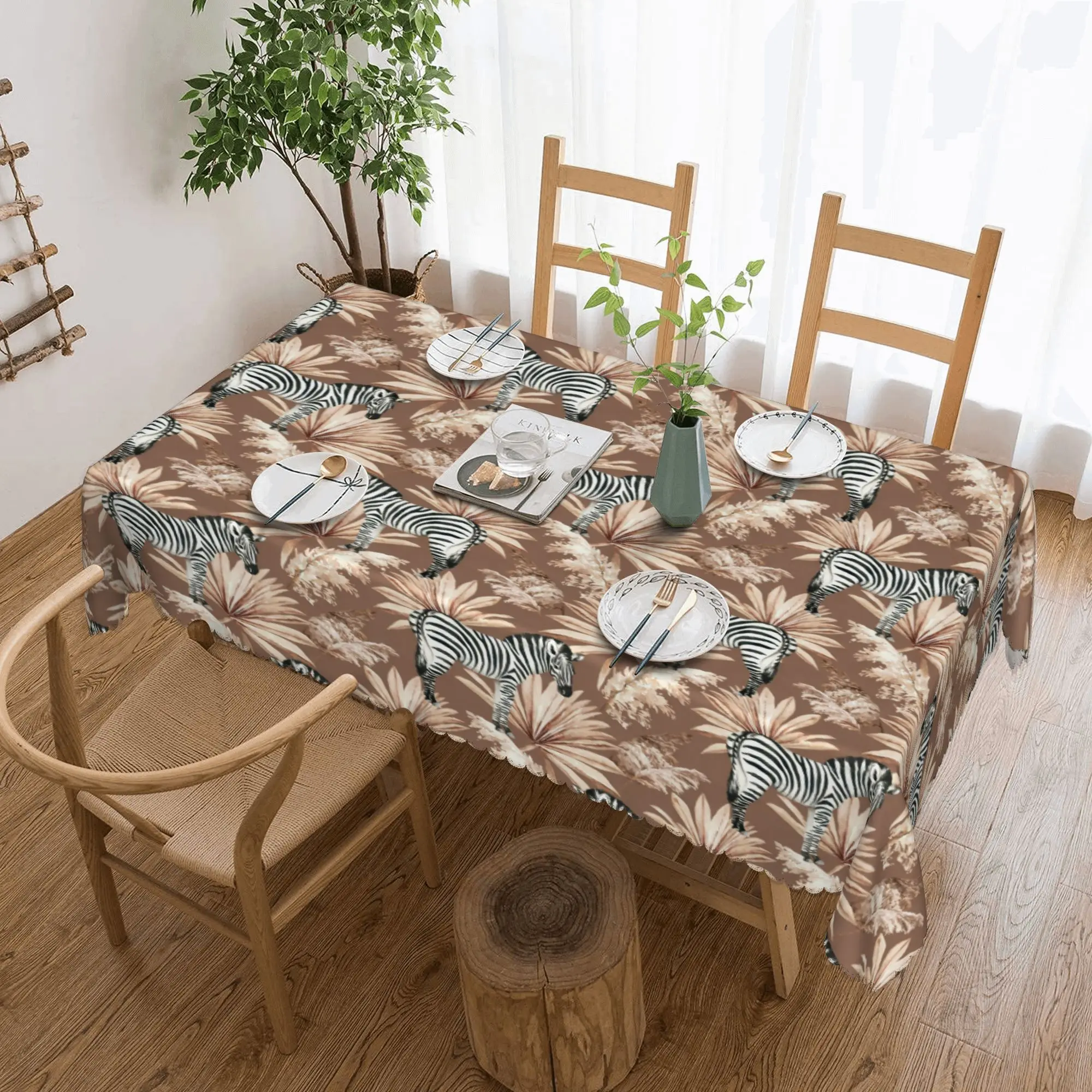 Palm Leaf Dried - مفرش طاولة مستطيل مقاوم للماء بتصميم