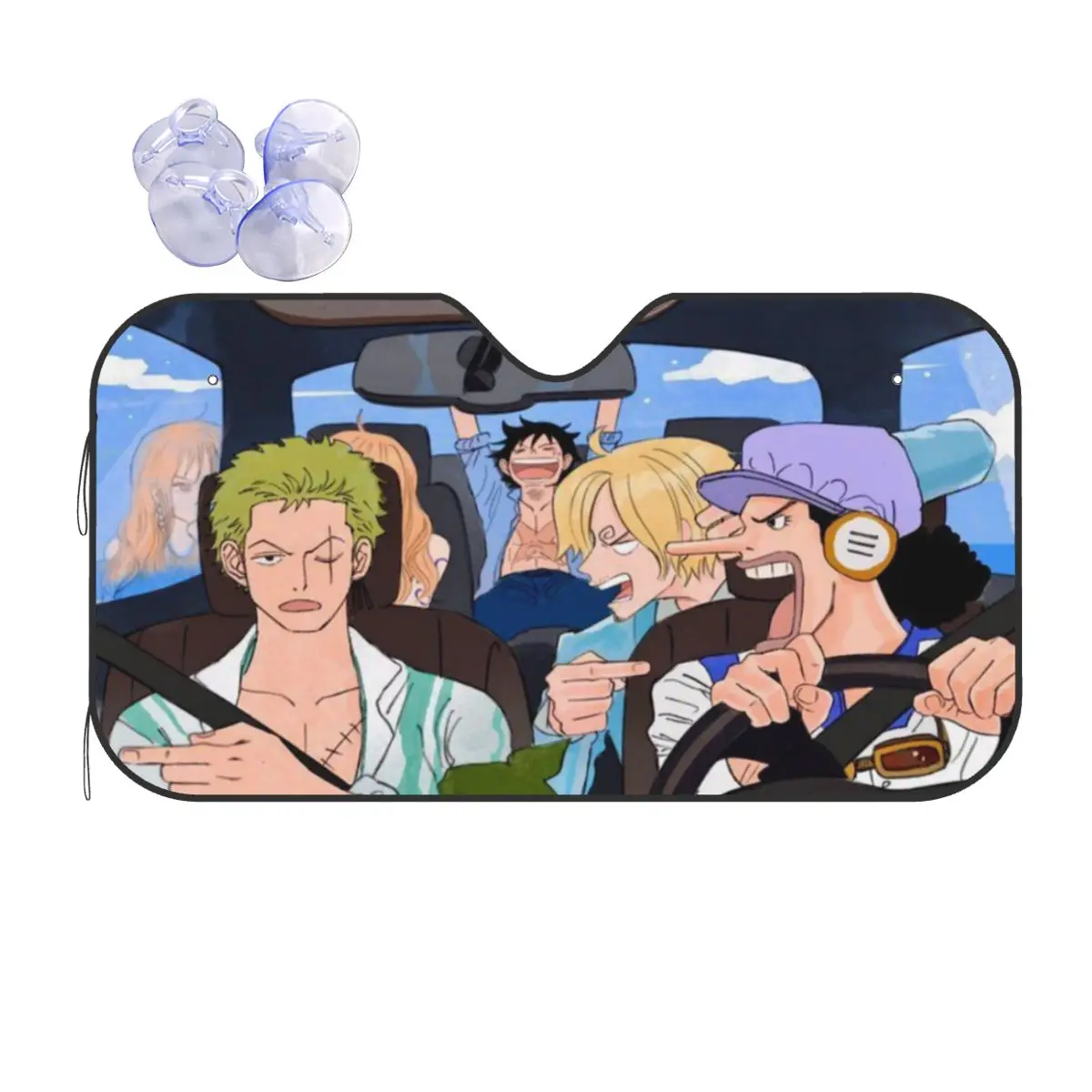 

Luffy Zoro Tony Chopper Anime Fold-up Windshield Sunshade 76x140cm Aluminium Foil Sun Visor Car-covers
