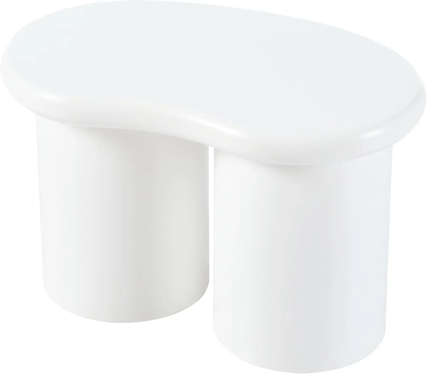 Coffee Table Set of 3, Irregular Shape Coffee Table with 2 Drawers, 2 Small Stools for Living Room, White